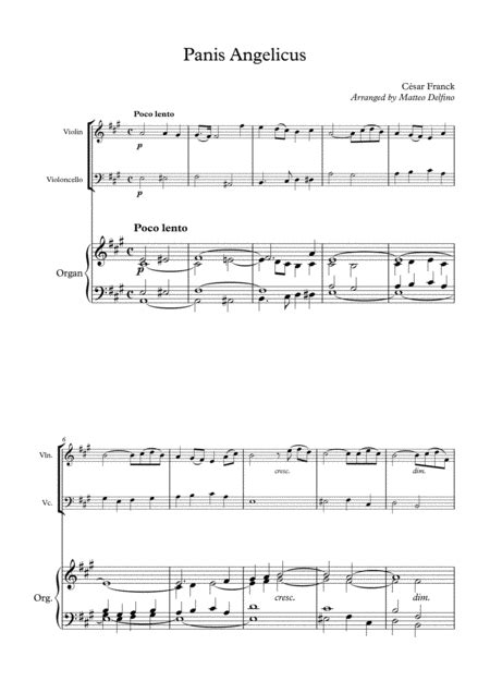 Panis Angelicus (Violin, Cello And Organ/Piano)